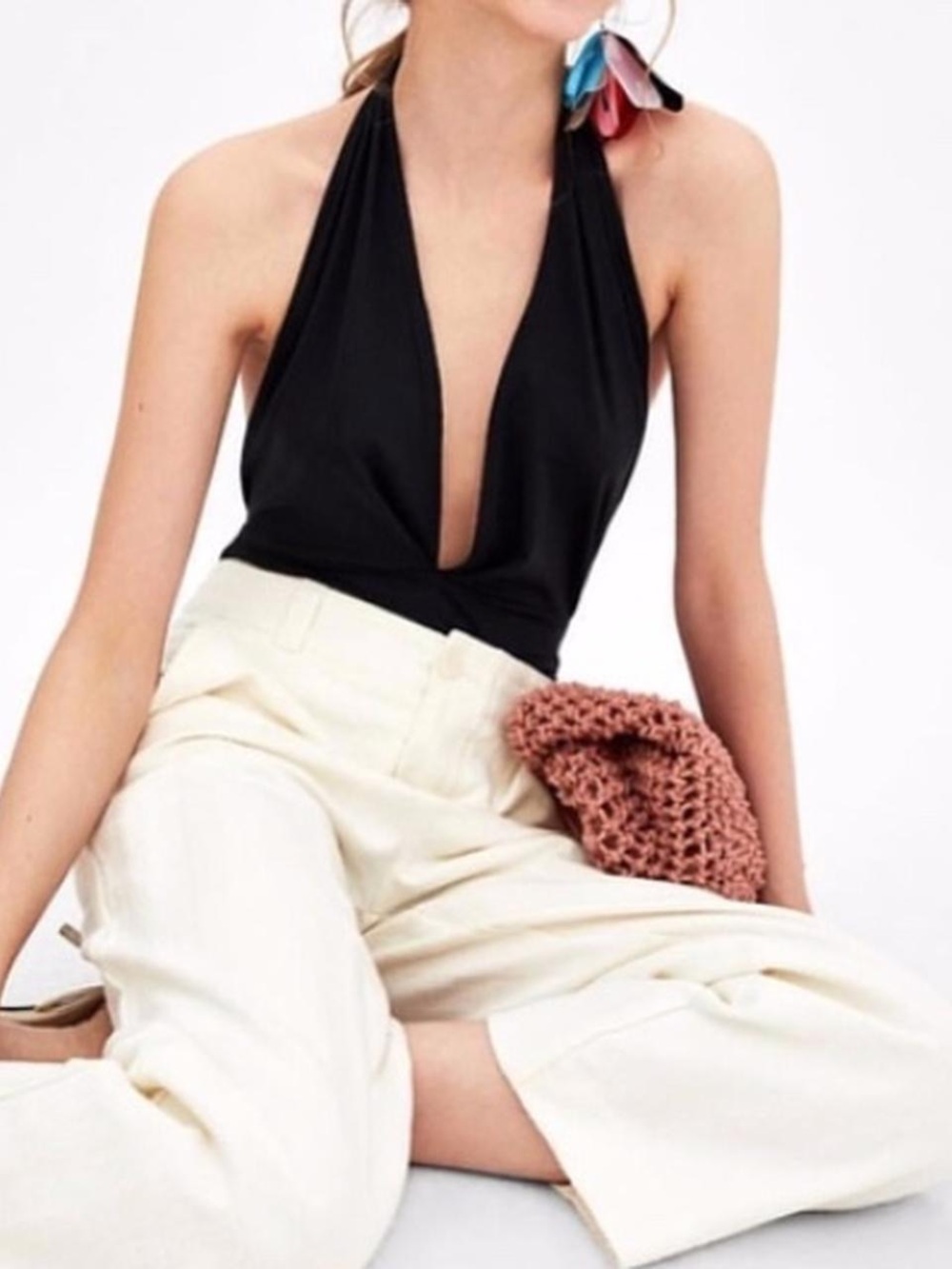☀️ Zara ☀️ low cut halter bodysuit